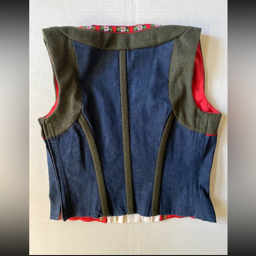 Rare VTG D & G Dolce & Gabbana Dirndl Denim Wool Bustier Size 42 - Picture 9 of 16